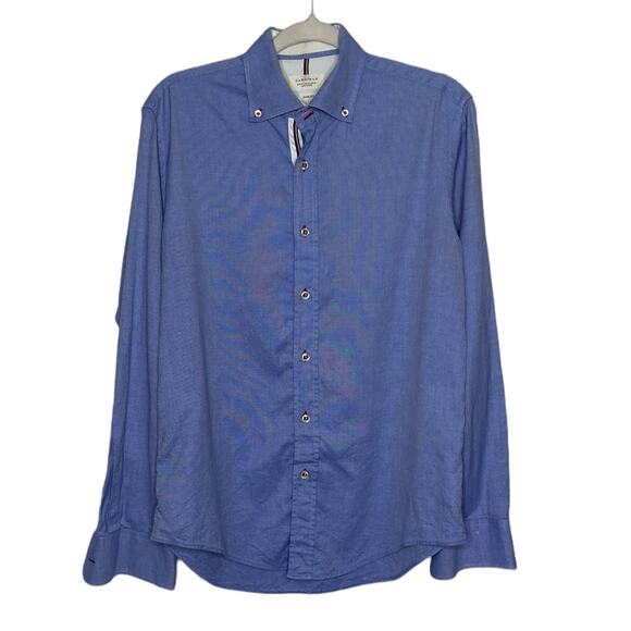 ZARA MAN Button Down Long Sleeve Shirt Slim Fit Blue Men's Size Medium - Picture 1 of 7